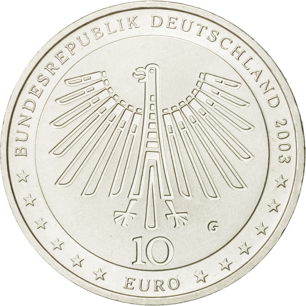 GERMANY - FEDERAL REPUBLIC, 10 Euro, 2003, MS(63), Silver, KM:227