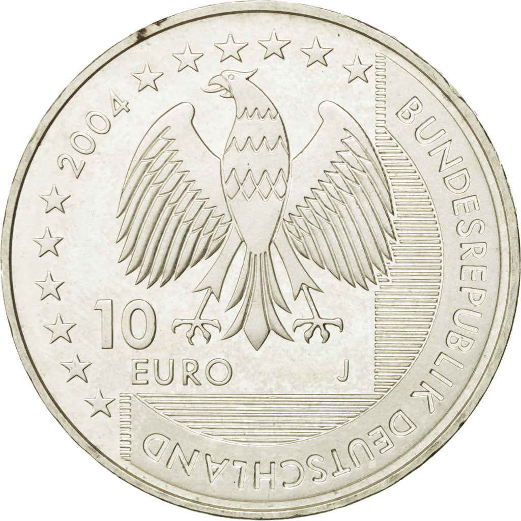 GERMANY - FEDERAL REPUBLIC, 10 Euro, 2004, MS(63), Silver, KM:232