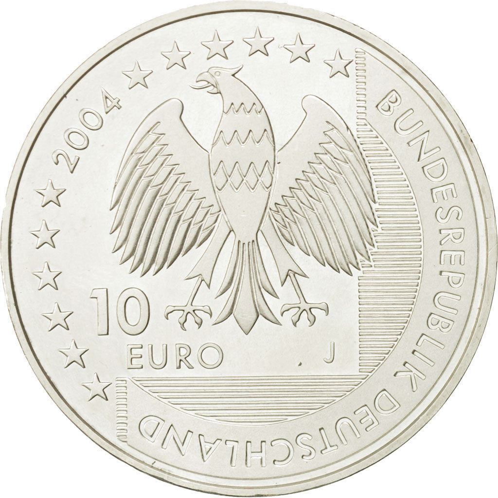GERMANY - FEDERAL REPUBLIC, 10 Euro, 2004, MS(63), Silver, KM:232