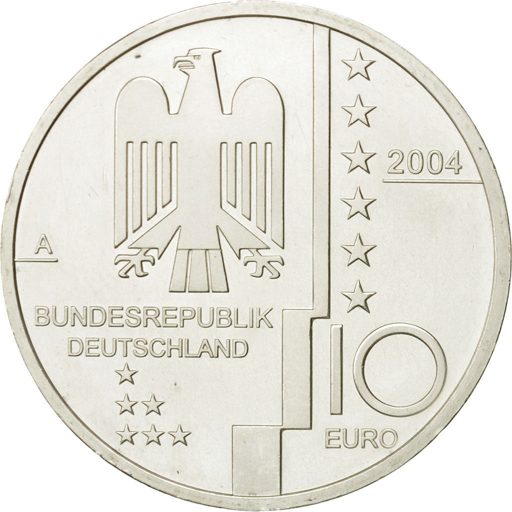 GERMANY - FEDERAL REPUBLIC, 10 Euro, 2004, MS(63), Silver, KM:230