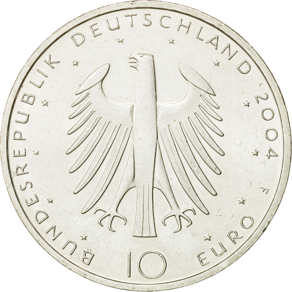 GERMANY - FEDERAL REPUBLIC, 10 Euro, 2004, MS(63), Silver, KM:233