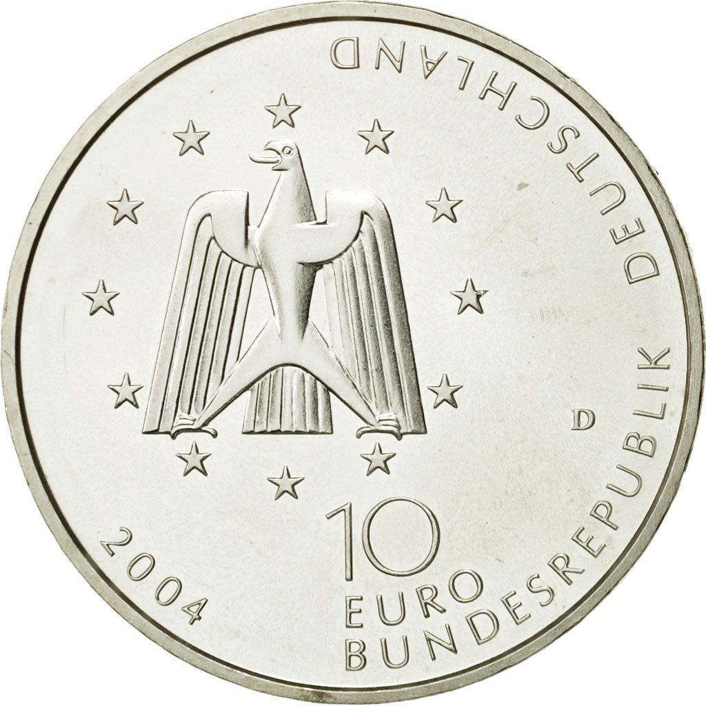 GERMANY - FEDERAL REPUBLIC, 10 Euro, 2004, MS(63), Silver, KM:234