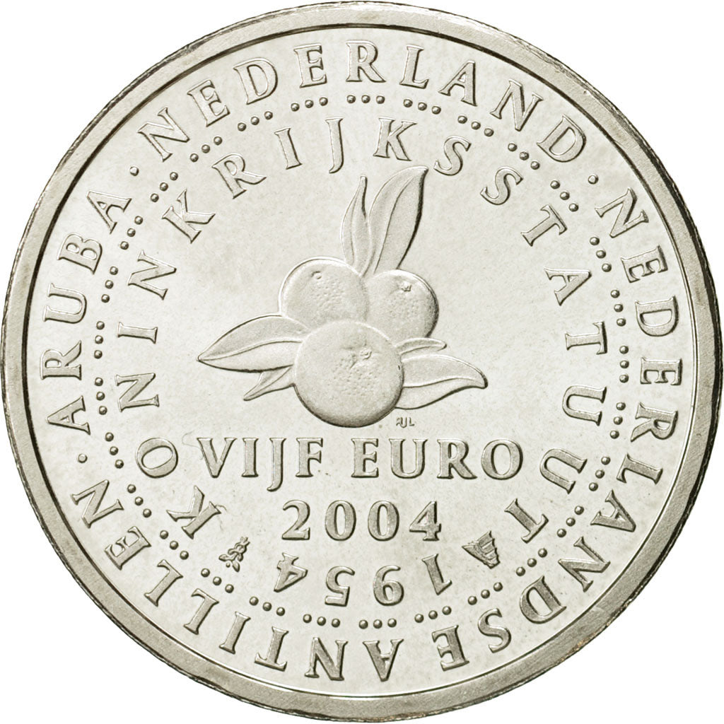 Pays-Bas, 5 Euro, 2004, SPL, Argent, KM:253