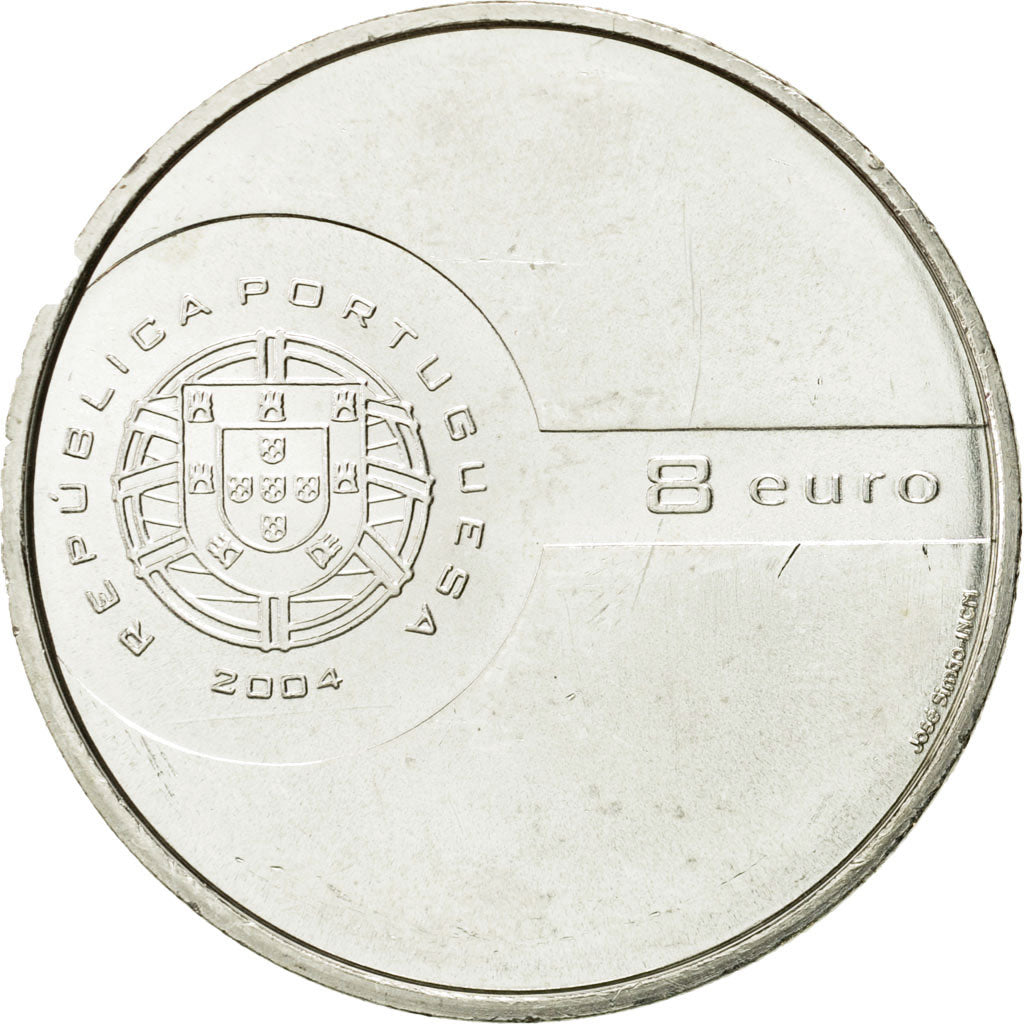 Portugal, 8 Euro, 2004, MS(63), Silver, KM:756