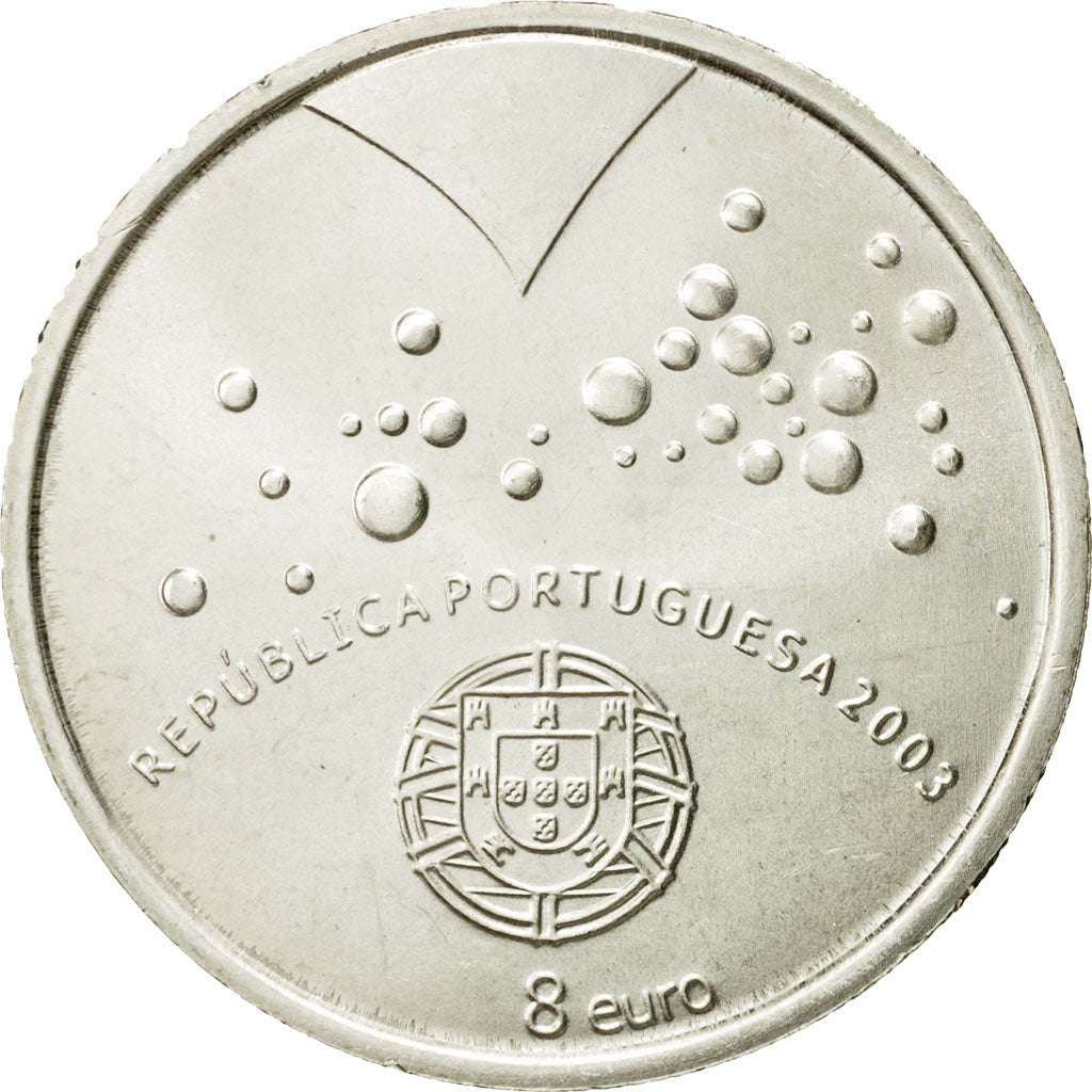 Portugal, 8 Euro, 2003, Lisbon, MS(63), Srebro, KM:751