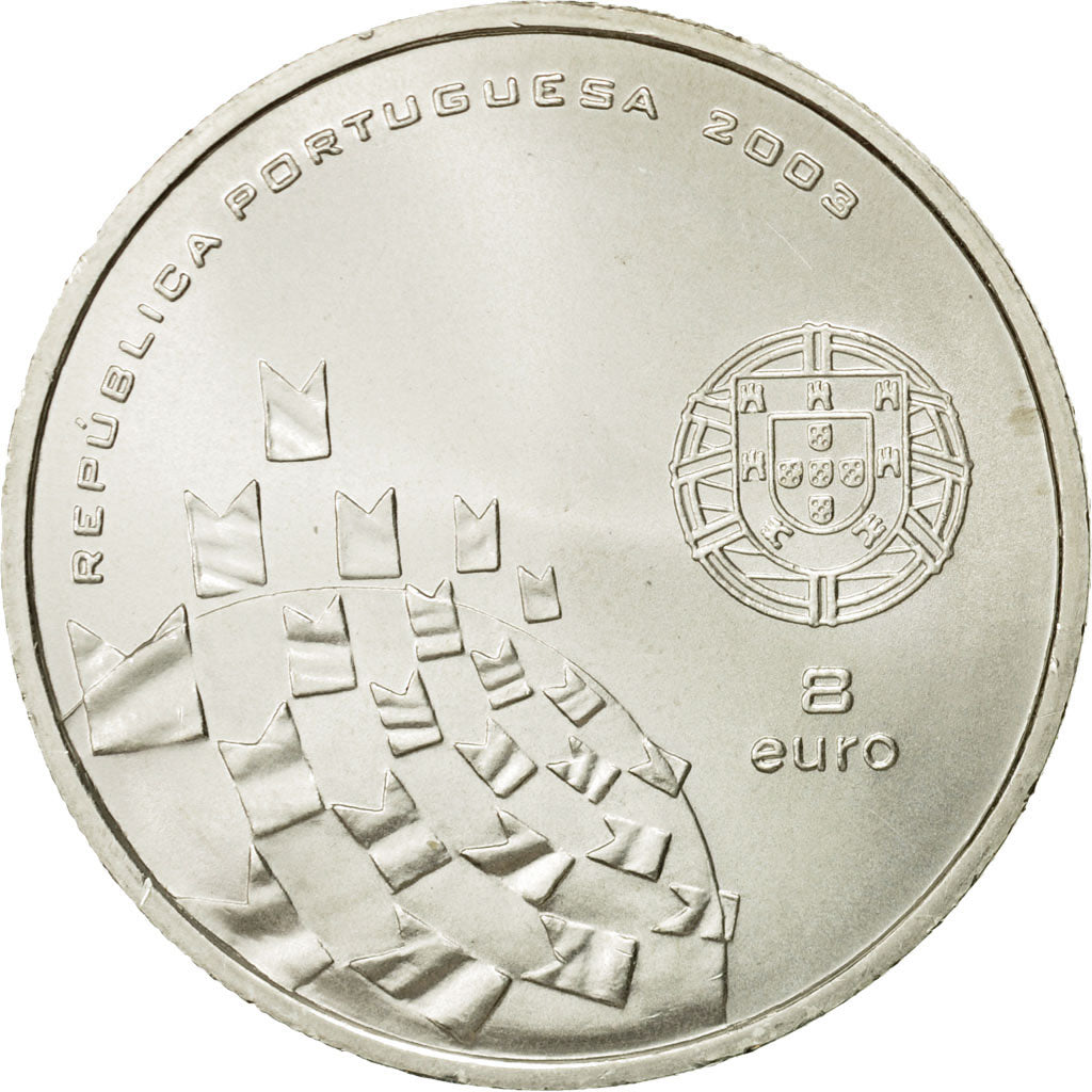 Portogallo, 8 Euro, 2003, SPL, Argento, KM:750
