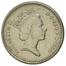 Coin, Great Britain, Elizabeth II, 5 Pence, 1990, AU(50-53), Copper-nickel