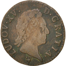 Coin, France, Louis XV, Demi sol à la vieille tête, 1/2 Sol, 1770, Reims