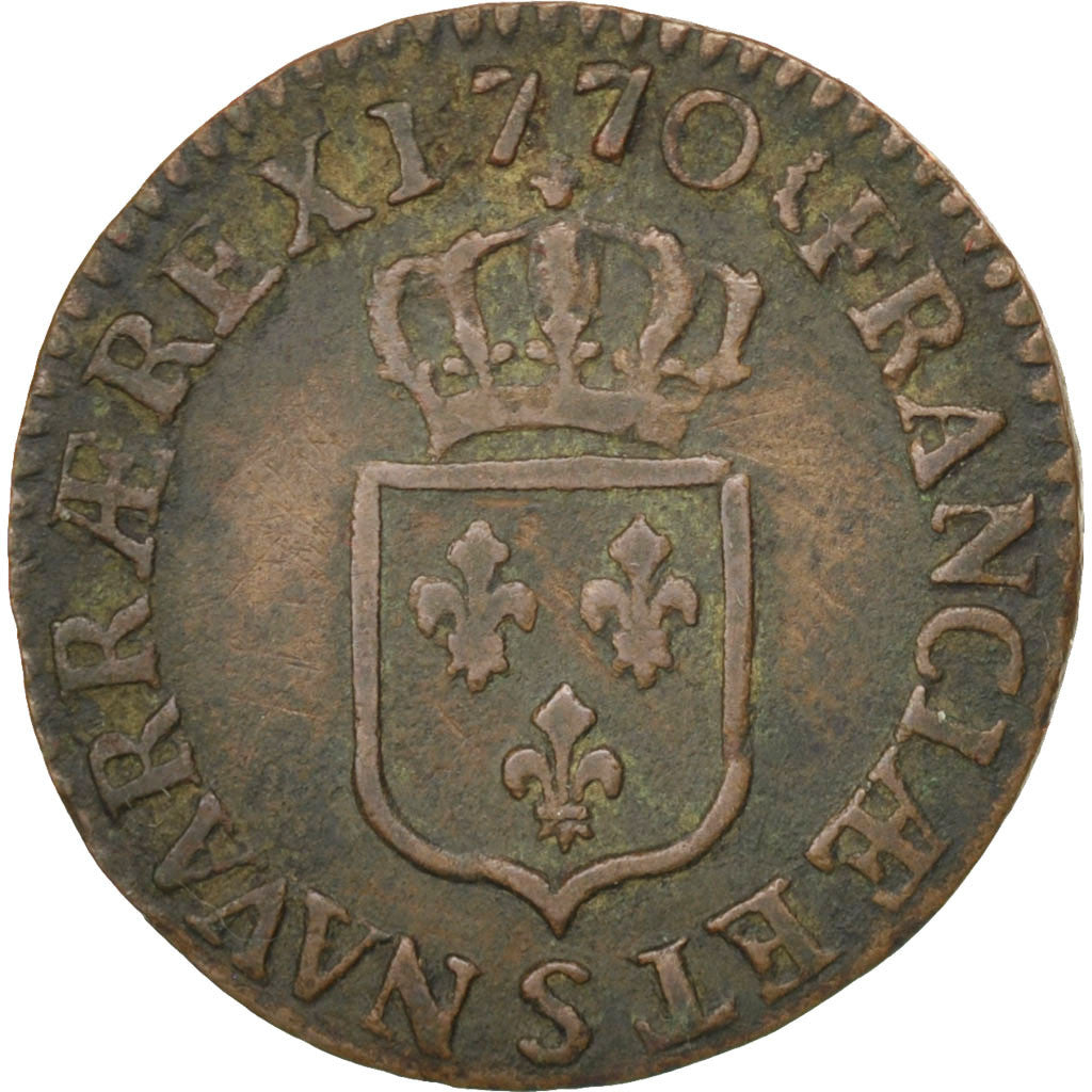 Coin, France, Louis XV, Demi sol à la vieille tête, 1/2 Sol, 1770, Reims