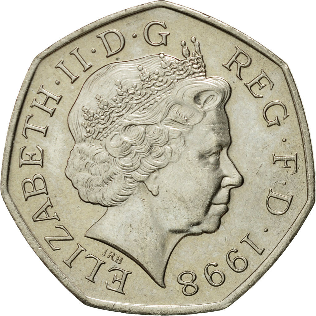 Coin, Great Britain, Elizabeth II, 50 Pence, 1998, AU(55-58), Copper-nickel