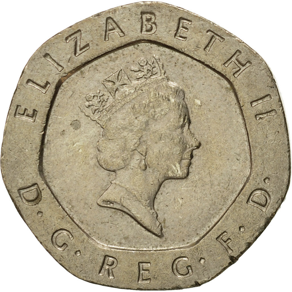 Coin, Great Britain, Elizabeth II, 20 Pence, 1990, AU(50-53), Copper-nickel