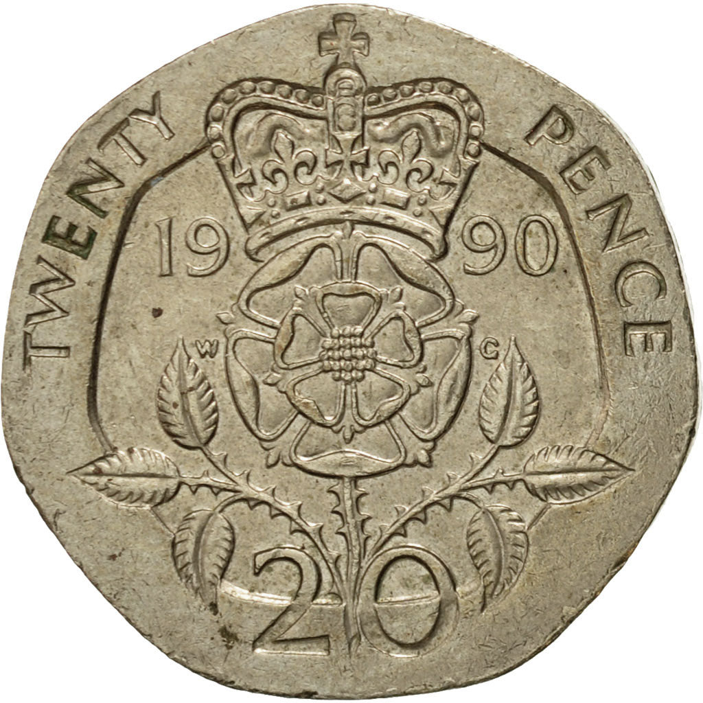 Coin, Great Britain, Elizabeth II, 20 Pence, 1990, AU(50-53), Copper-nickel