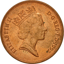 Coin, Great Britain, Elizabeth II, 2 Pence, 1992, EF(40-45), Copper Plated