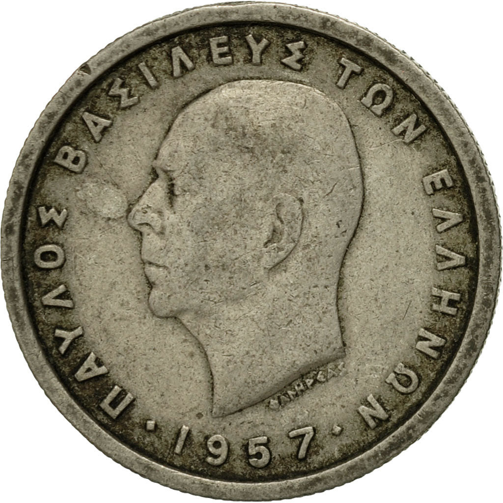 Coin, Greece, Paul I, Drachma, 1957, VF(30-35), Copper-nickel, KM:81