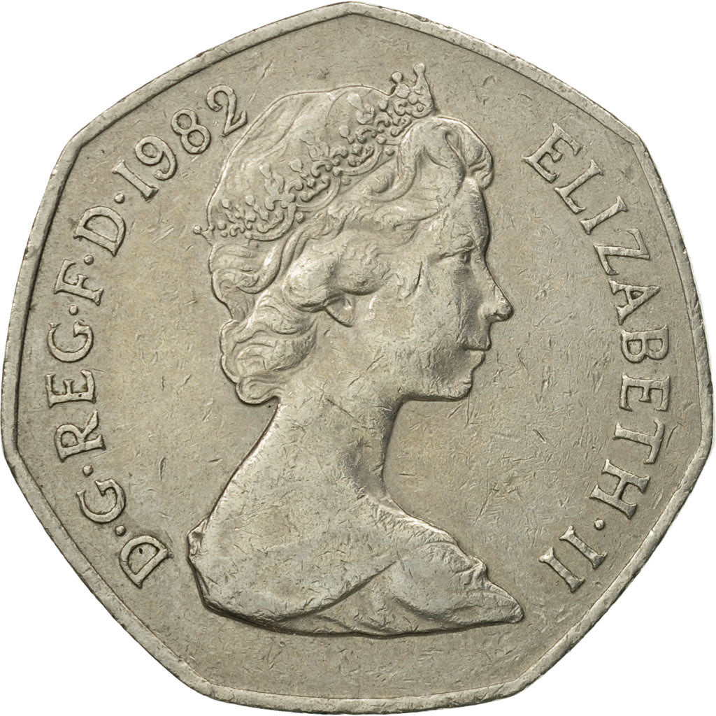 Coin, Great Britain, Elizabeth II, 50 Pence, 1982, EF(40-45), Copper-nickel