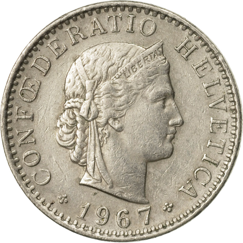 Coin, Switzerland, 20 Rappen, 1967, Bern, AU(50-53), Copper-nickel, KM:29a