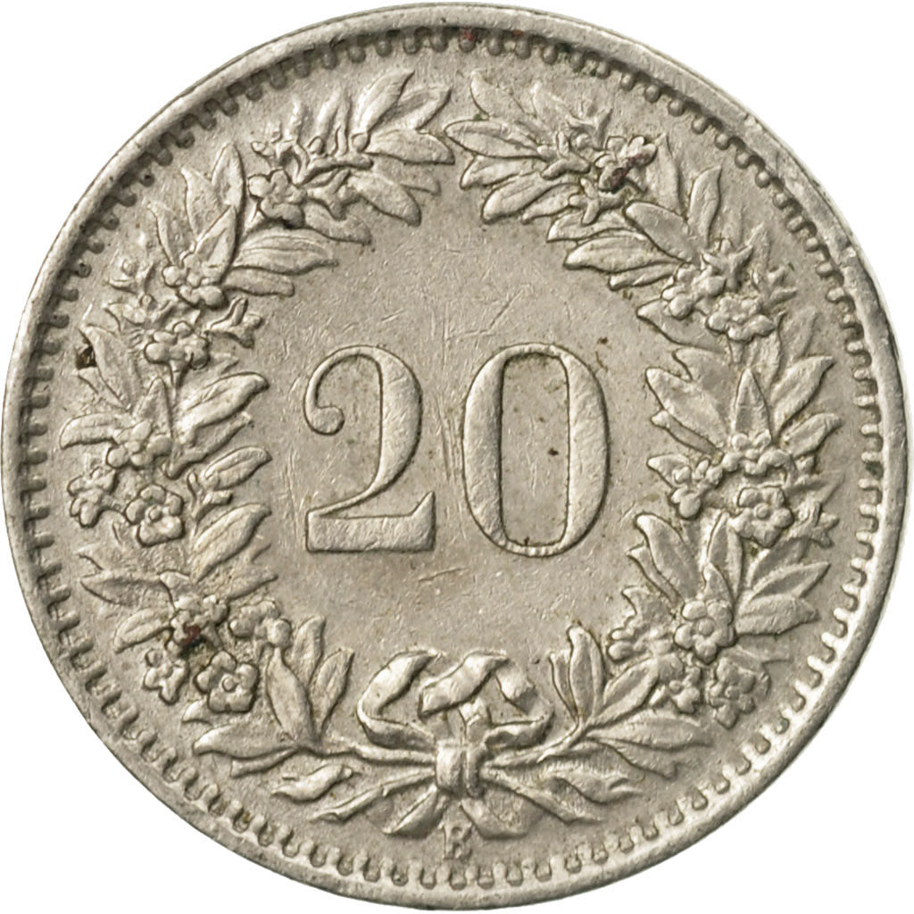 Coin, Switzerland, 20 Rappen, 1967, Bern, AU(50-53), Copper-nickel, KM:29a