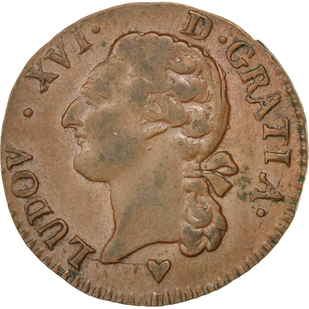 FRANCE, 1/2 Sol ou 1/2 sou, 1/2 Sol, 1785, Strasbourg, KM #586.4, EF(40-45),...