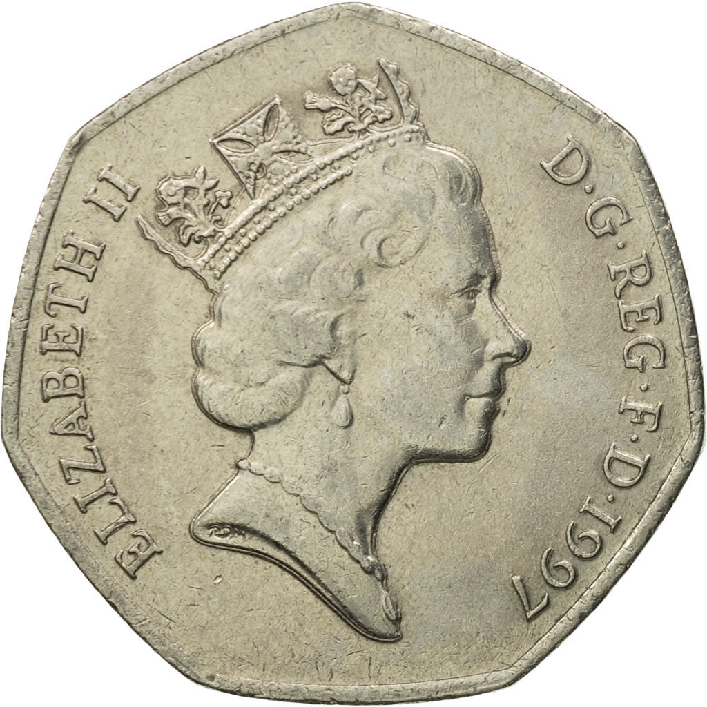 Coin, Great Britain, Elizabeth II, 50 Pence, 1997, AU(50-53), Copper-nickel