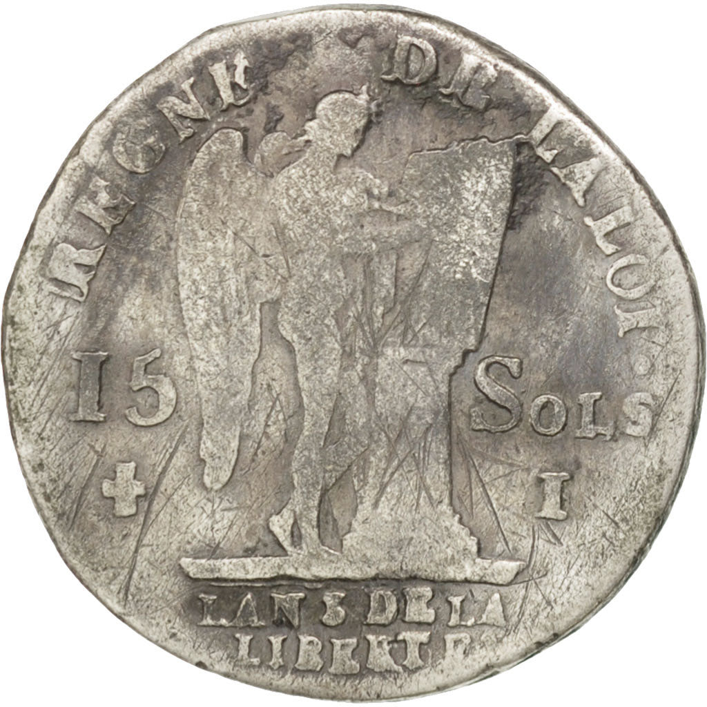 FRANCE, 15 sols françois, 15 Sols, 1/8 ECU, 1791, Limoges, KM #604.5, F(12-15),