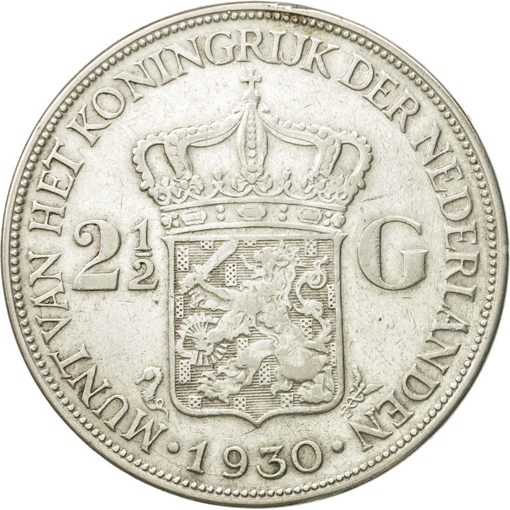 Moneta, Paesi Bassi, Wilhelmina I, 2-1/2 Gulden, 1930, BB+, Argento, KM:165