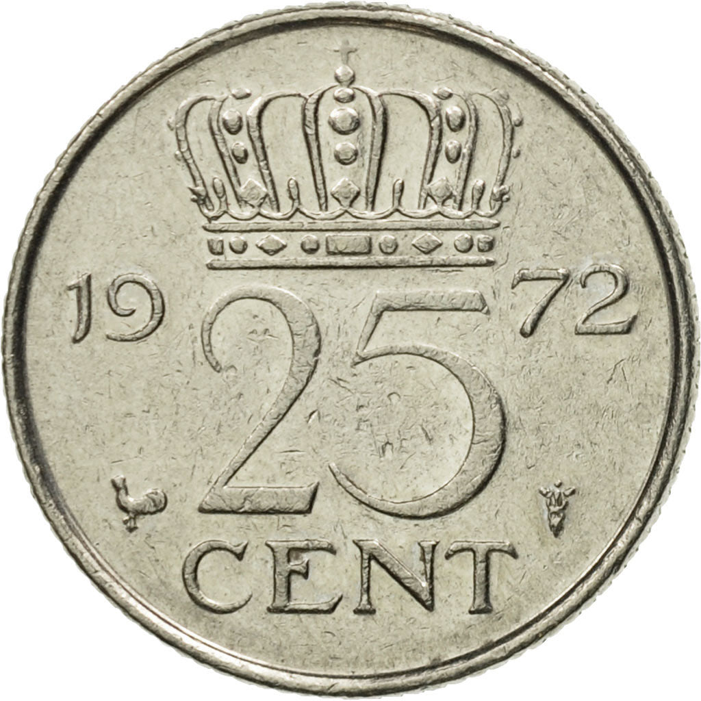 Monnaie, Pays-Bas, Juliana, 25 Cents, 1972, TTB+, Nickel, KM:183