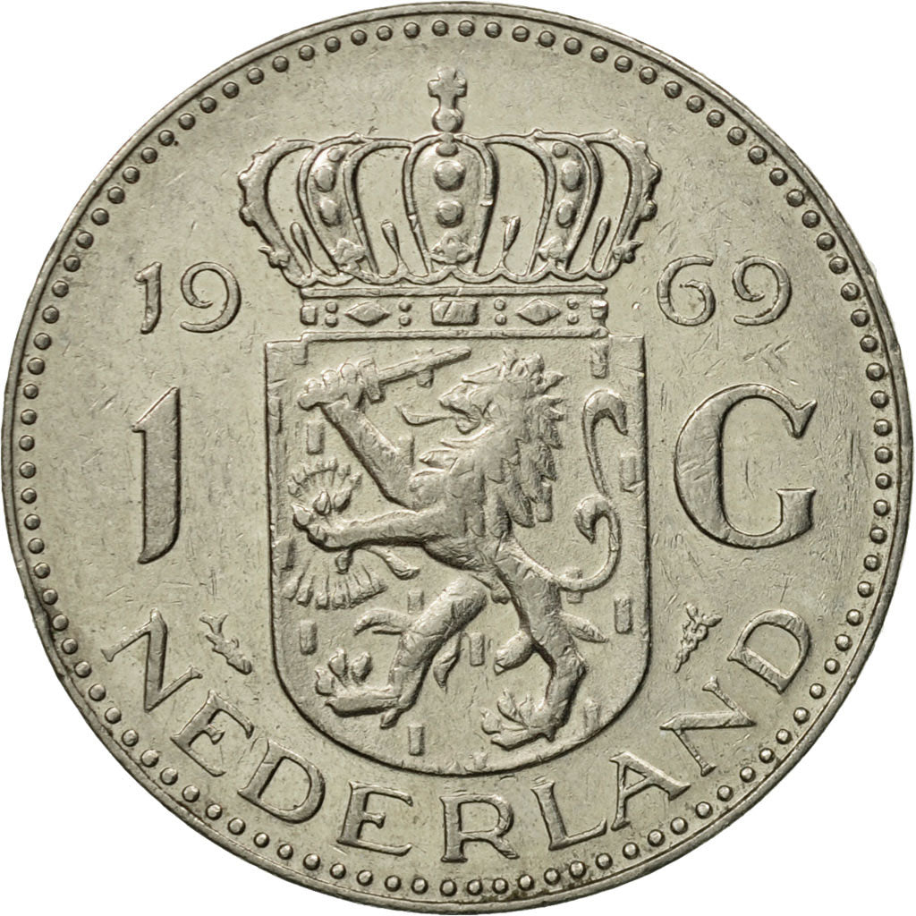 Coin, Netherlands, Juliana, Gulden, 1969, AU(55-58), Nickel, KM:184a