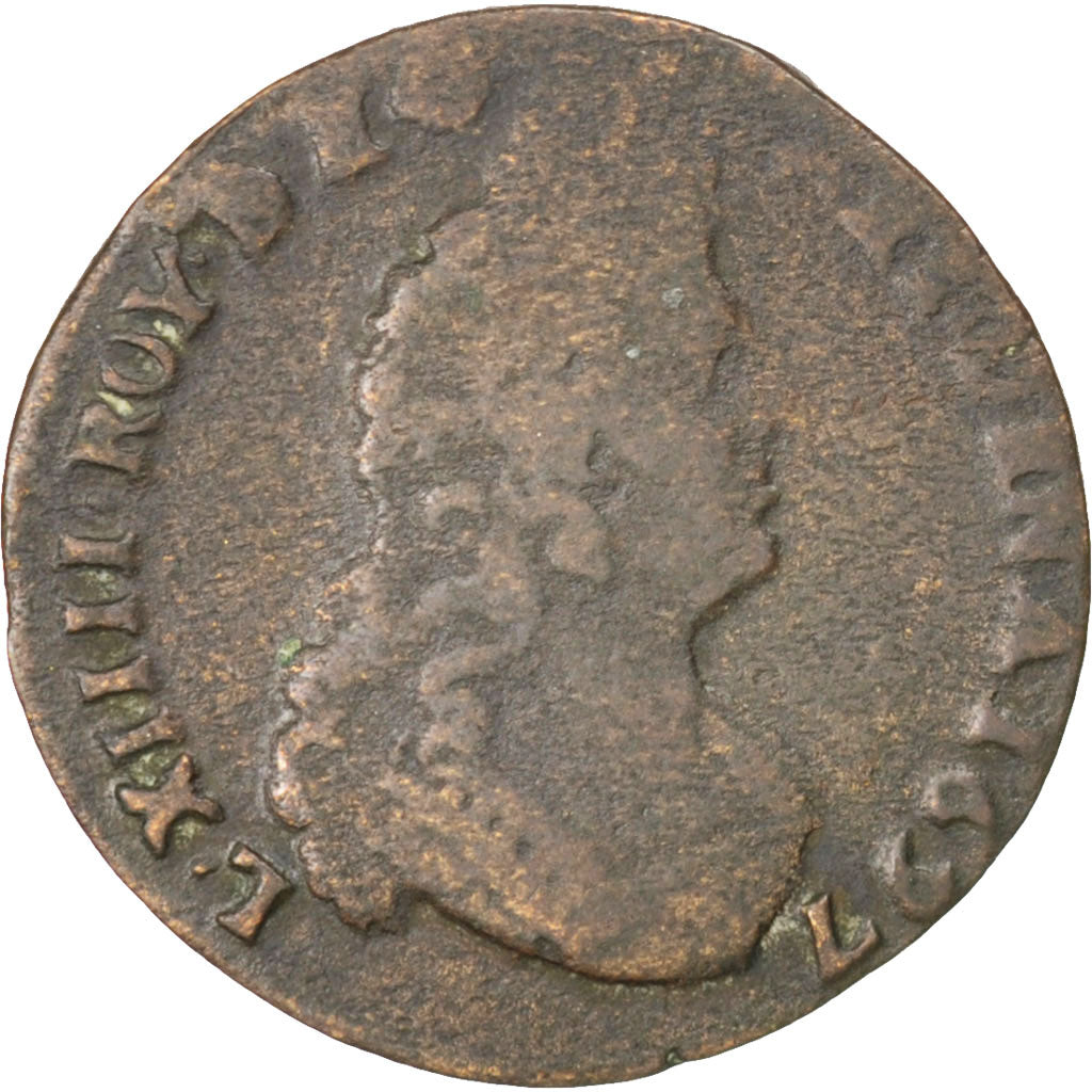 Monnaie, France, Louis XIV, Liard de France au buste âgé, troisième type
