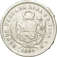 Coin, Peru, SOUTH PERU, Dinero, 1865, Lima, VF(30-35), Silver, KM:190