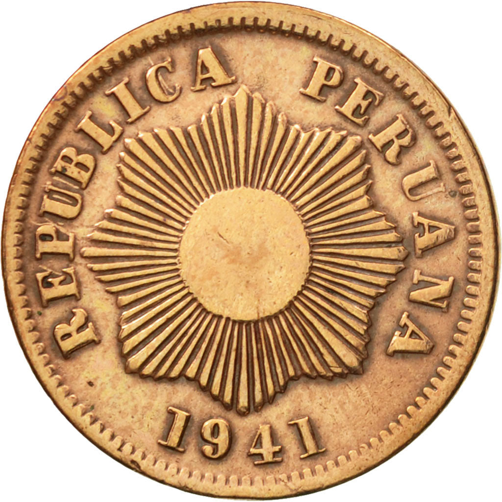 Coin, Peru, Centavo, 1941, Lima, EF(40-45), Bronze, KM:208.2