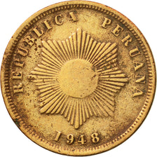 Moneda, Perú, 2 Centavos, 1948, Lima, MBC, Cobre o bronce, KM:212.2