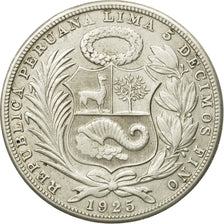 Coin, Peru, Sol, 1925, Philadelphia, AU(50-53), Silver, KM:218.1