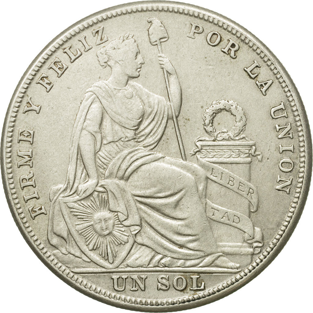 Coin, Peru, Sol, 1925, Philadelphia, AU(50-53), Silver, KM:218.1