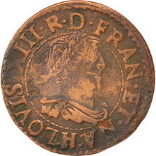 Moneta, Francja, Louis XIII, Double tournois, buste laurée et drapé, Double