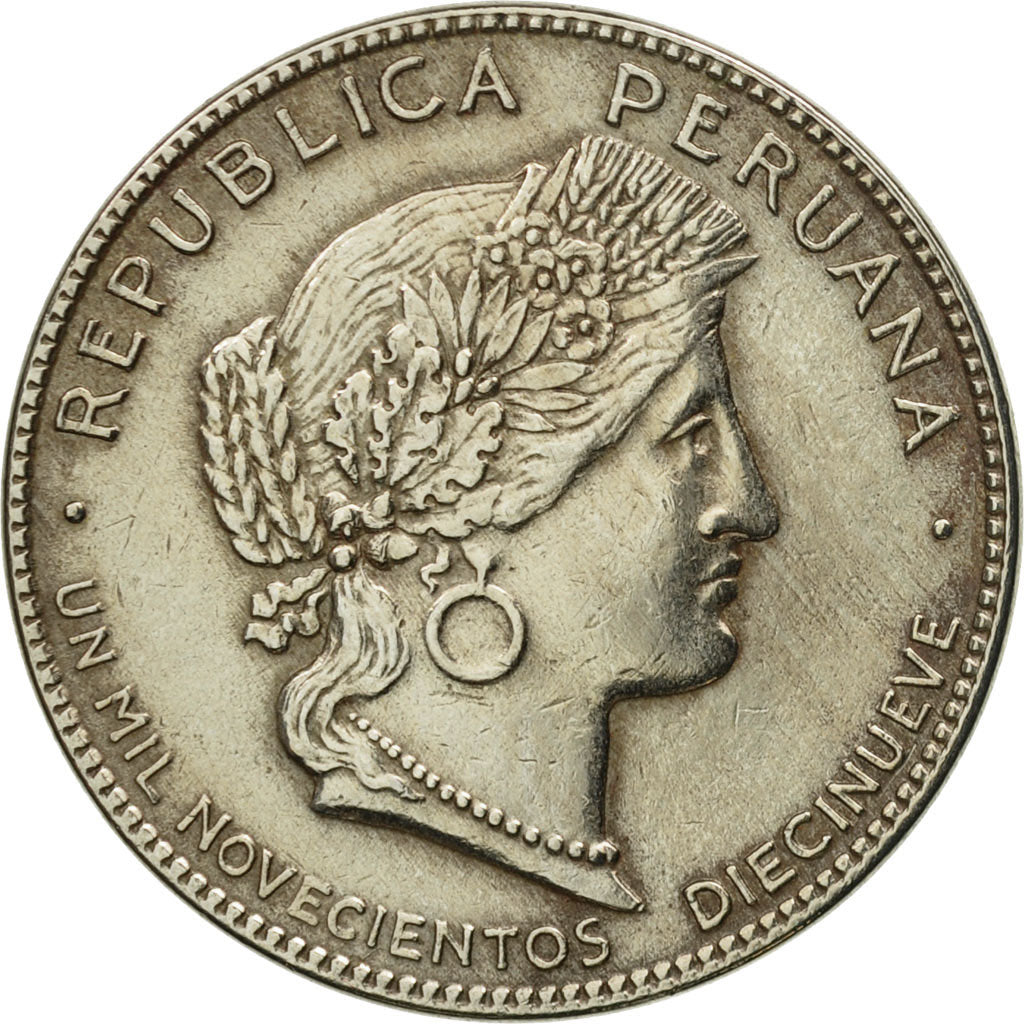 Coin, Peru, 20 Centavos, 1919, Philadelphia, AU(55-58), Copper-nickel, KM:215.1