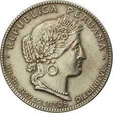 Coin, Peru, 20 Centavos, 1919, Philadelphia, AU(55-58), Copper-nickel, KM:215.1