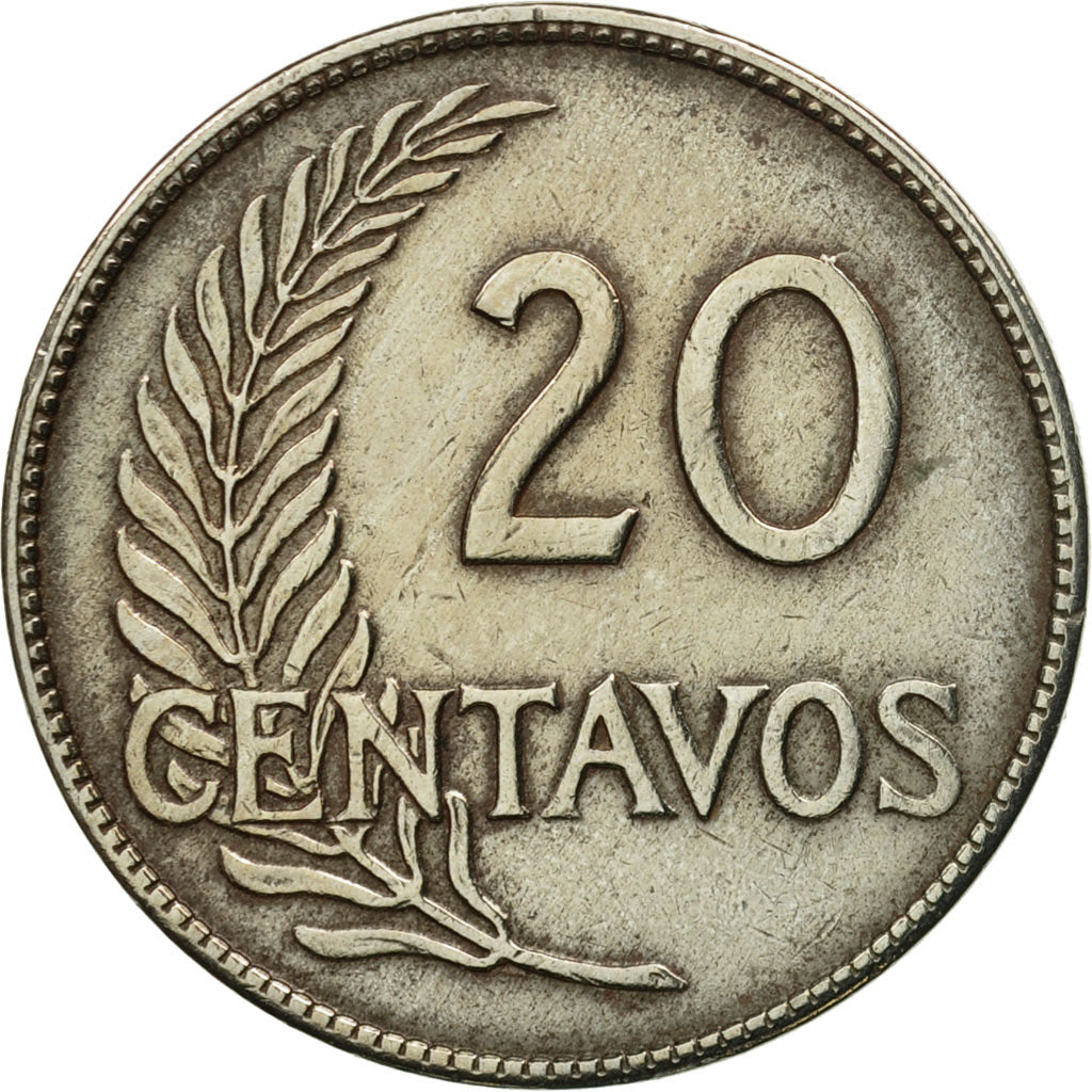Coin, Peru, 20 Centavos, 1919, Philadelphia, AU(55-58), Copper-nickel, KM:215.1