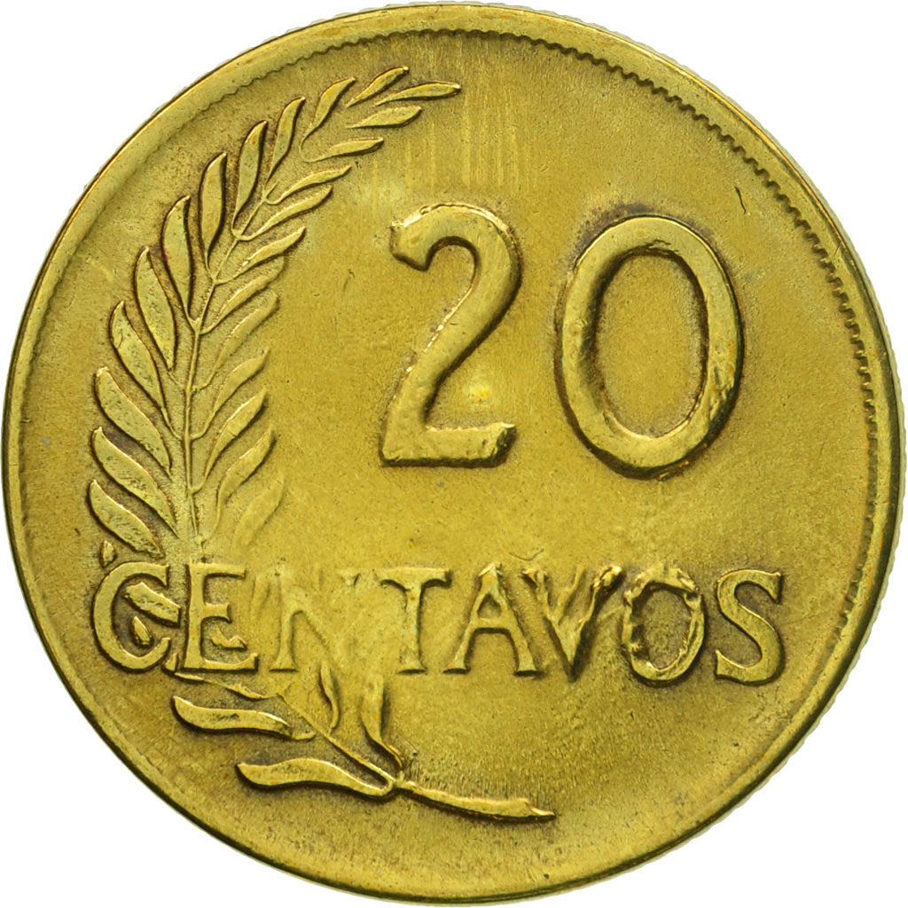 Monnaie, Pérou, 20 Centavos, 1964, Lima, SUP, Laiton, KM:221.2b