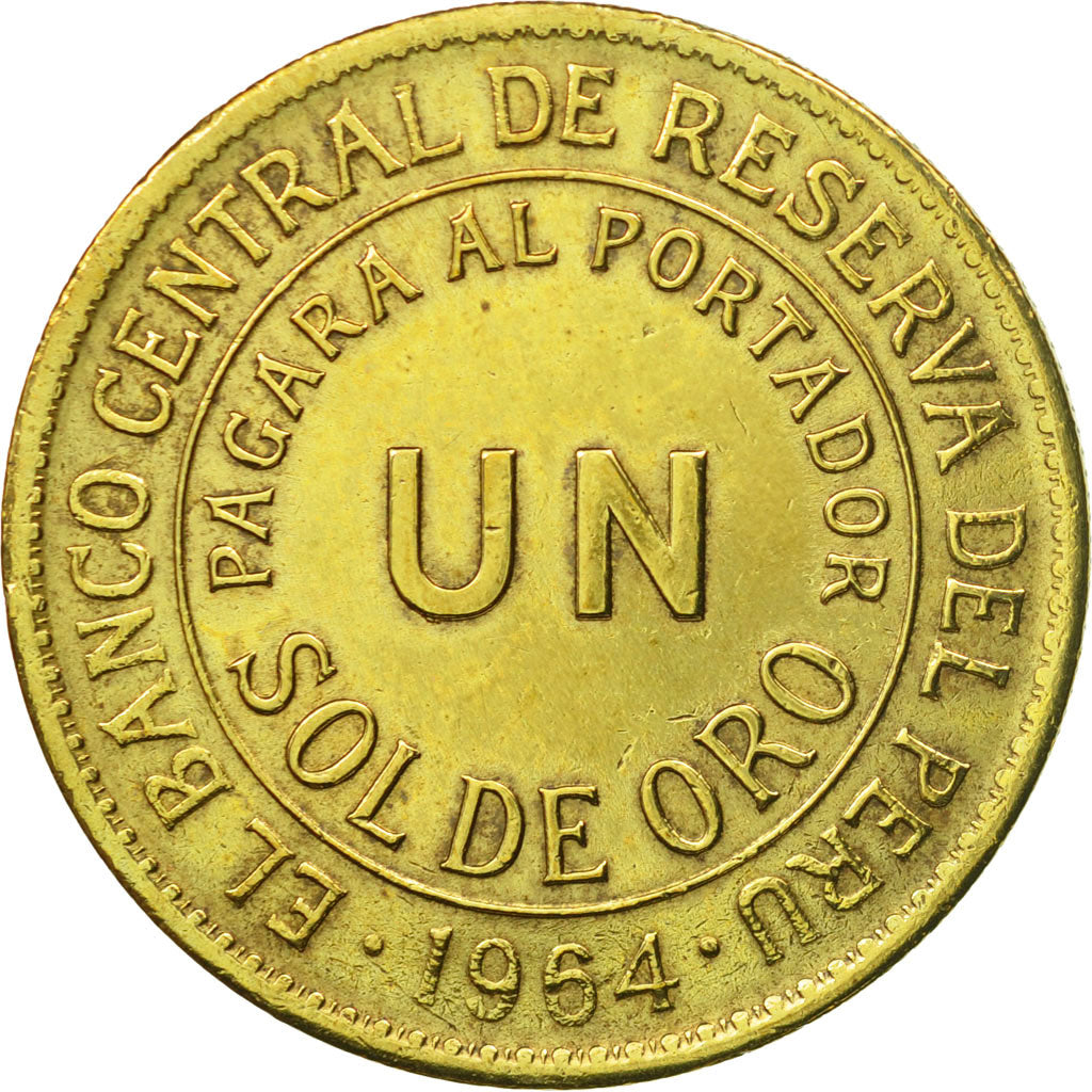 Coin, Peru, Sol, 1964, Lima, AU(50-53), Brass, KM:222