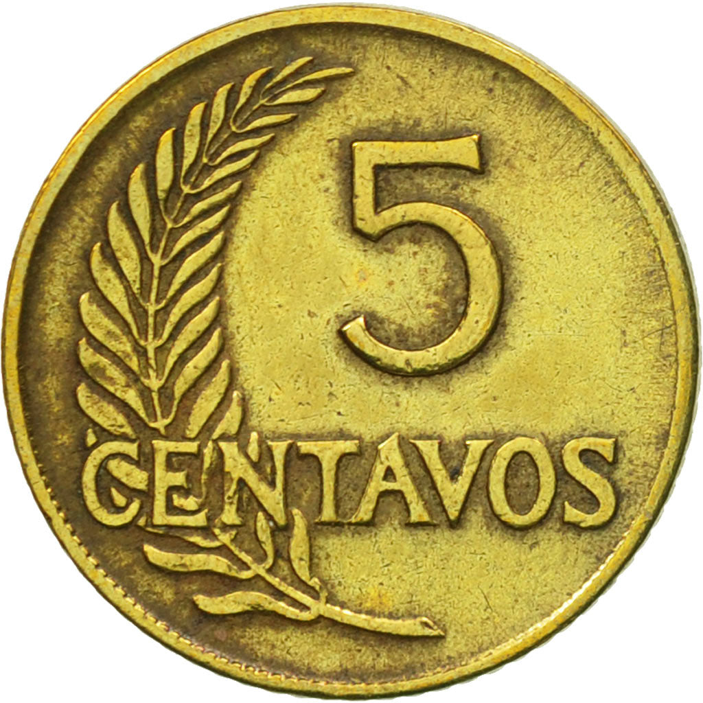 Coin, Peru, 5 Centavos, 1962, Lima, EF(40-45), Brass, KM:223.2
