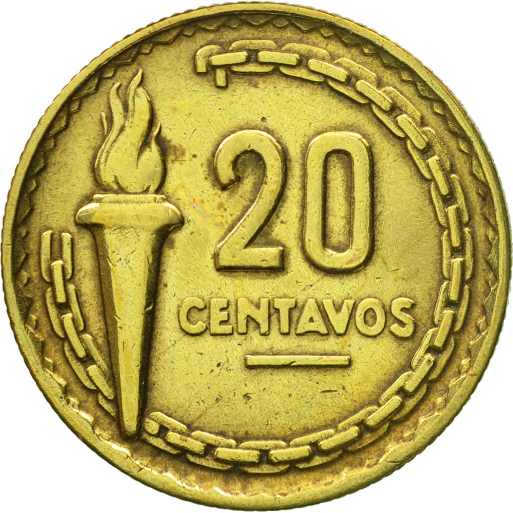 Coin, Peru, 20 Centavos, 1954, Lima, EF(40-45), Brass, KM:234