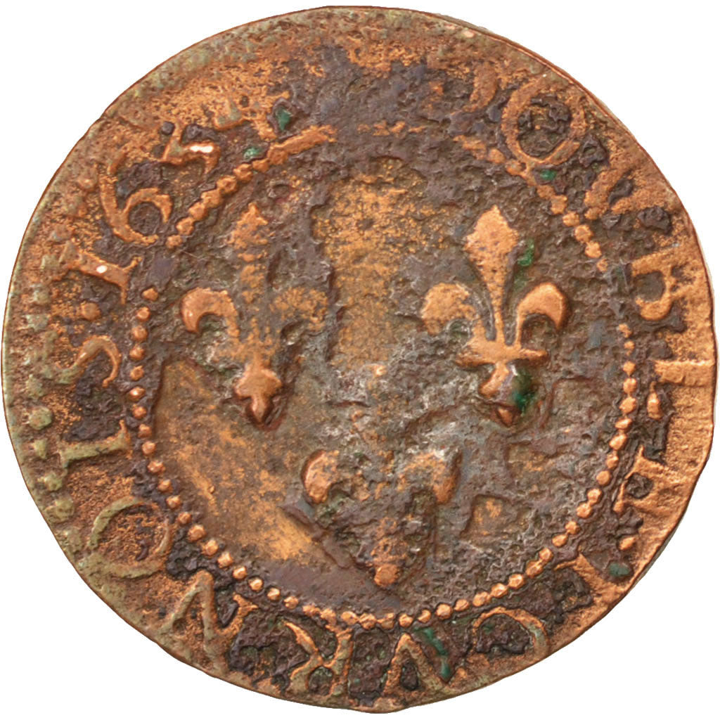 Coin, France, Louis XIII, Double tournois, buste juvénile au col fraisé