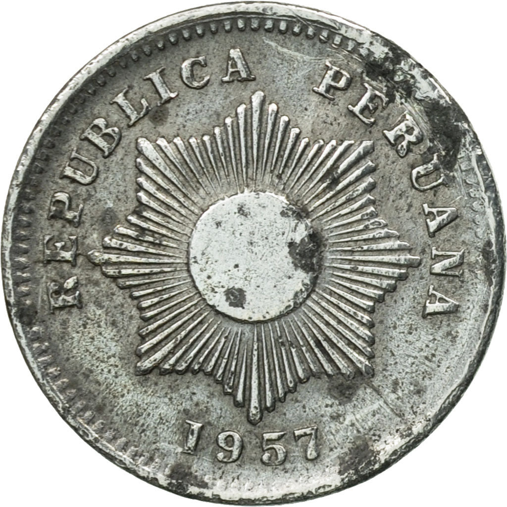 Coin, Peru, Centavo, 1957, Lima, EF(40-45), Zinc, KM:227