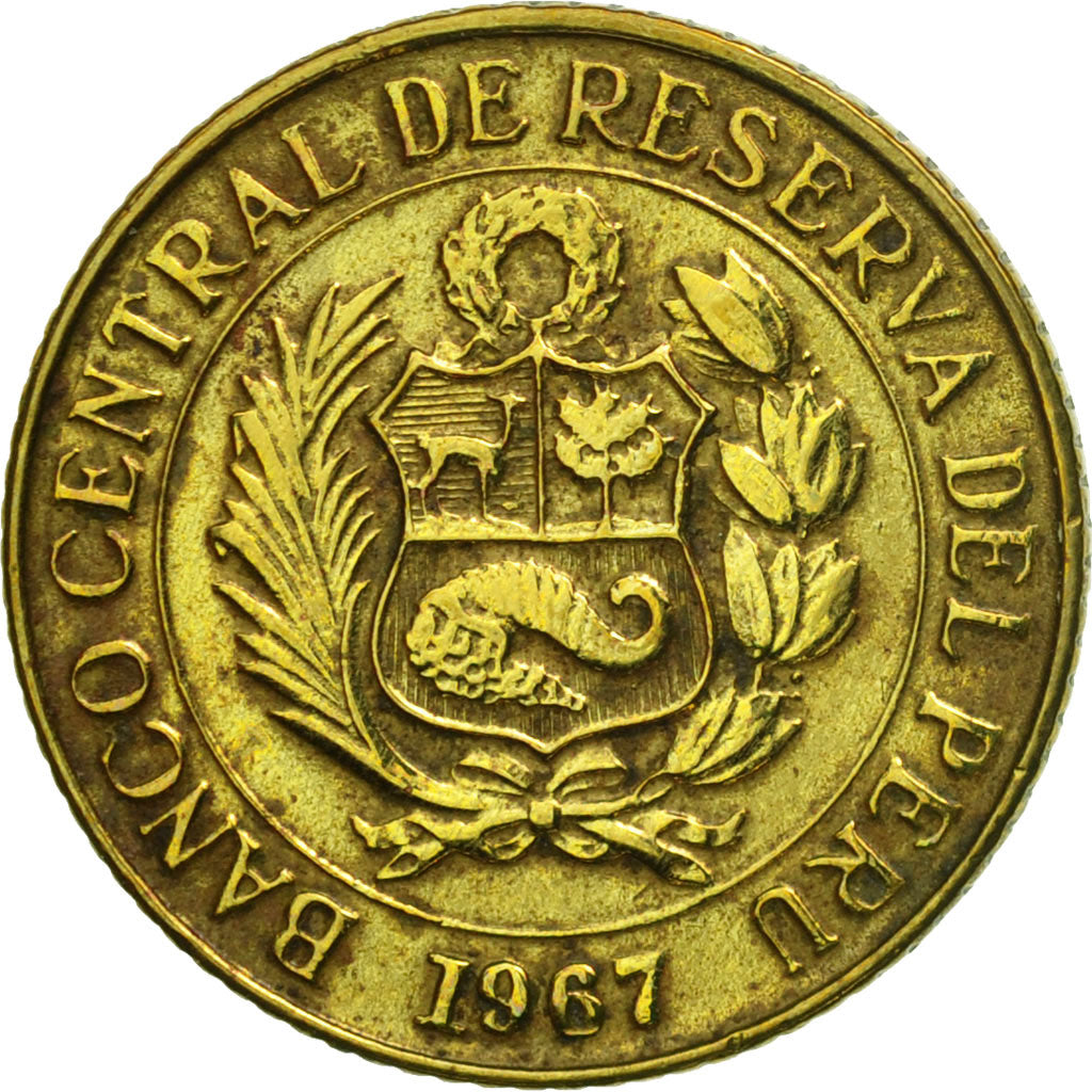 Coin, Peru, 10 Centavos, 1967, Lima, EF(40-45), Brass, KM:245.1