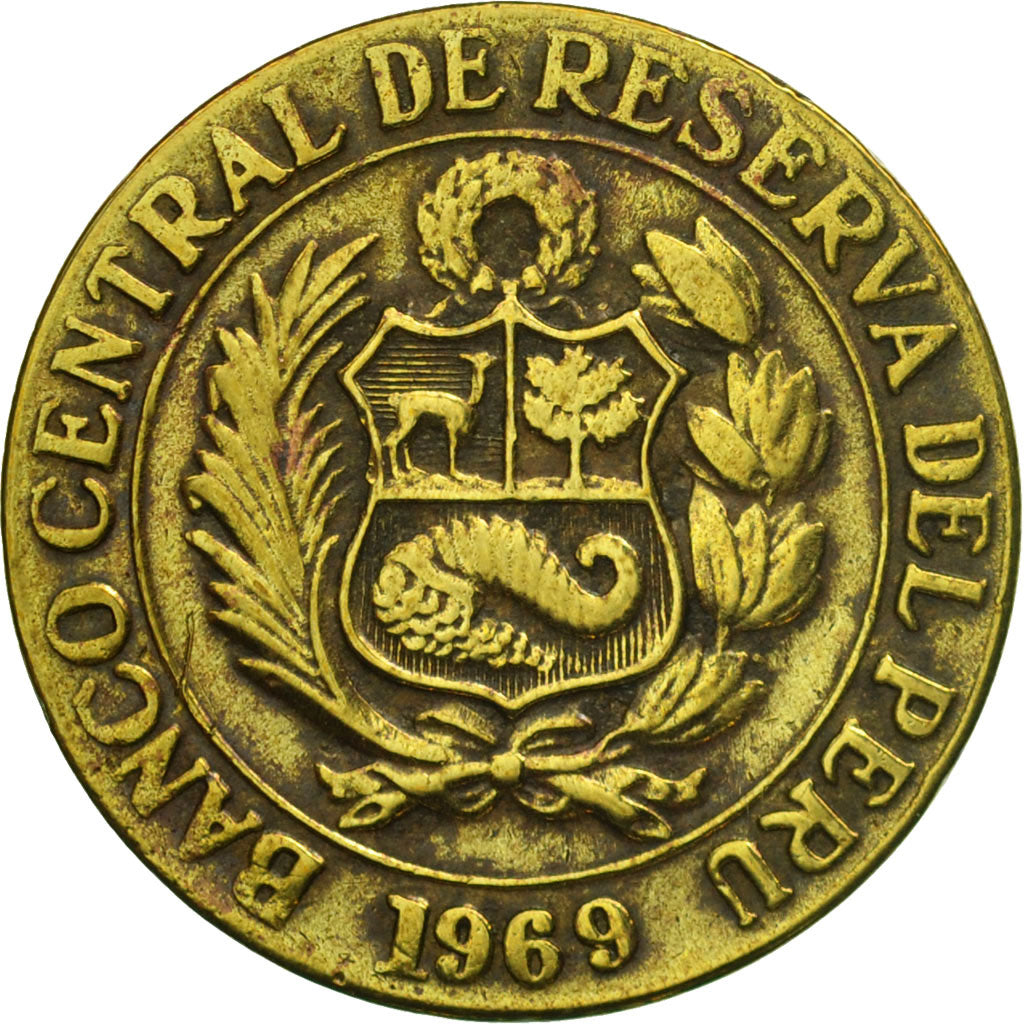 Coin, Peru, 25 Centavos, 1969, Lima, EF(40-45), Brass, KM:246.2