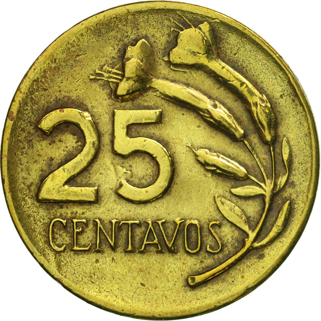 Coin, Peru, 25 Centavos, 1969, Lima, EF(40-45), Brass, KM:246.2
