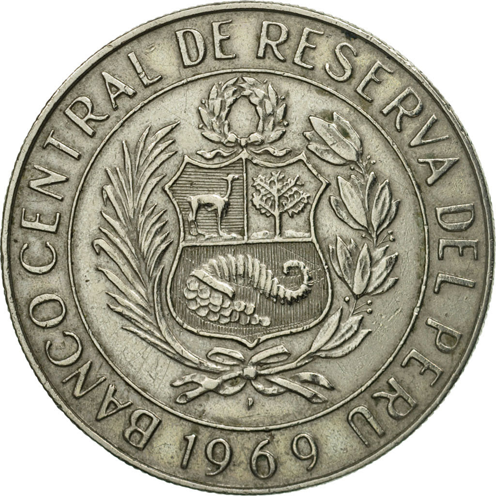 Coin, Peru, 5 Soles, 1969, Paris, AU(55-58), Copper-nickel, KM:252