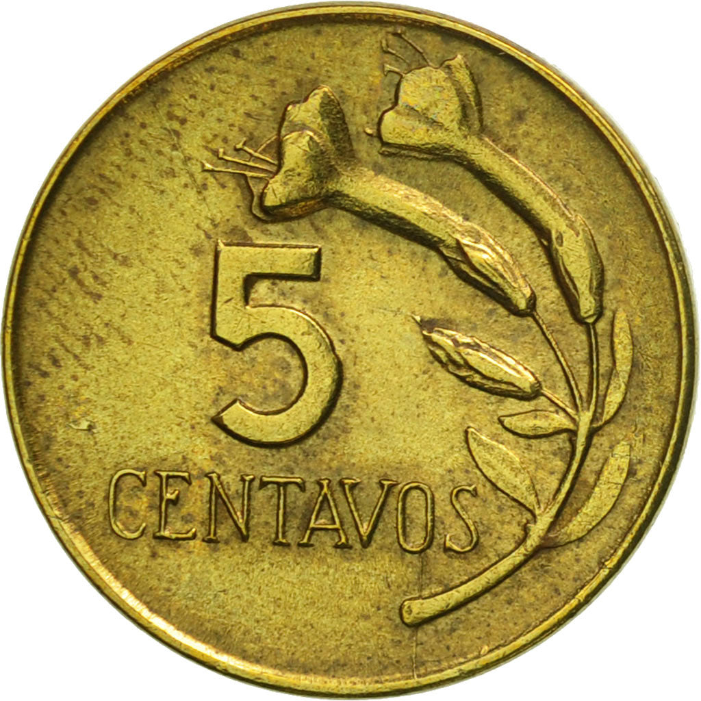 Moneda, Perú, 5 Centavos, 1971, Lima, MBC, Latón, KM:244.2