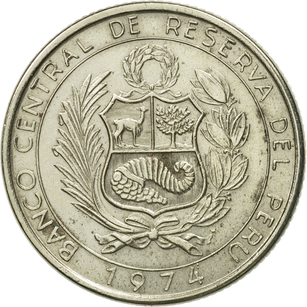 Coin, Peru, 5 Soles, 1974, Lima, AU(55-58), Copper-nickel, KM:257