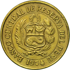Coin, Peru, 1/2 Sol, 1974, Lima, AU(55-58), Brass, KM:260